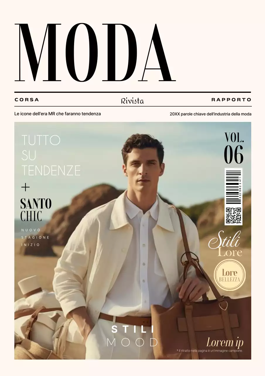 Riviste di moda di tendenza in avorio e nero