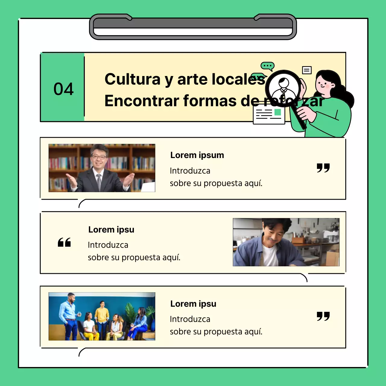 Un sencillo informe verde y amarillo de los resultados de la reunión regional