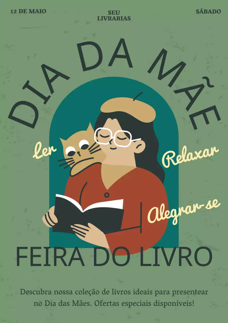 Promover uma feira do livro vintage do Dia da Mãe em caqui