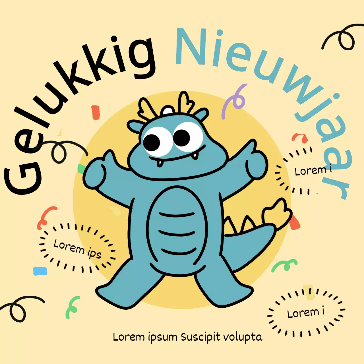 Een mooie blauw met gele Lunar New Year verkoopadvertentie