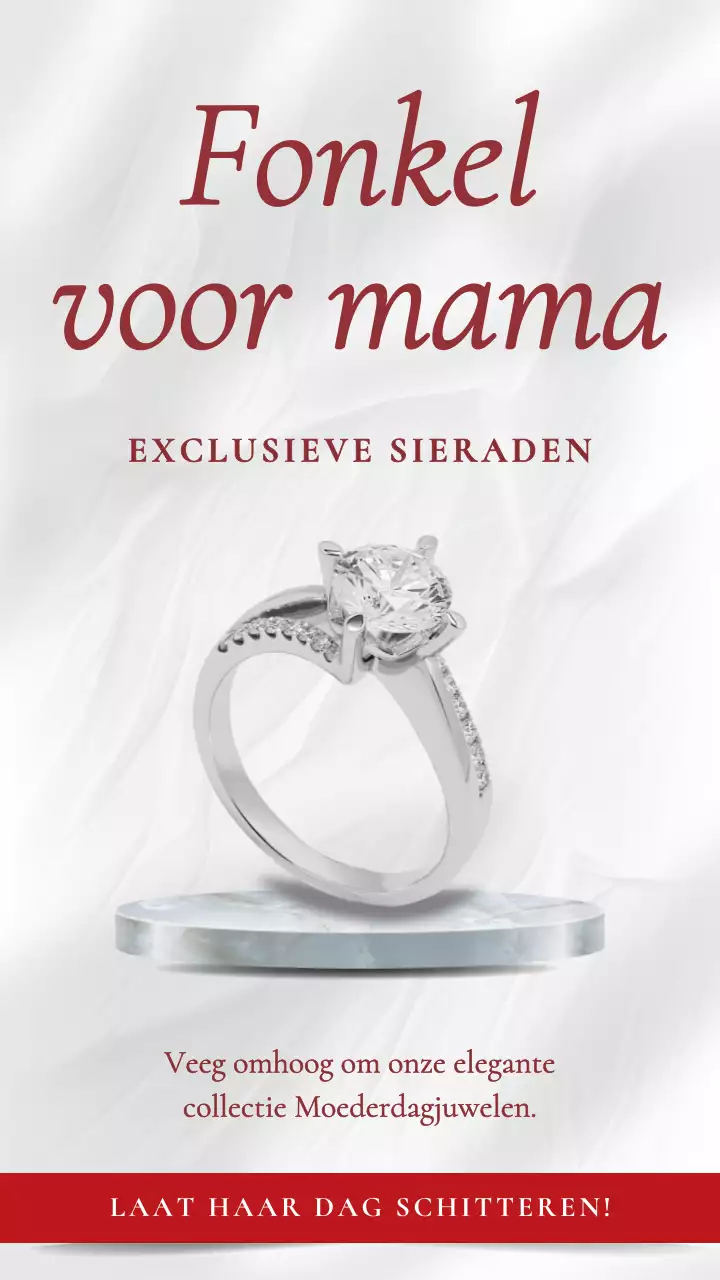 Zilveren en Rode Elegante Moederdag Sieraden Aanbieding Advertentie