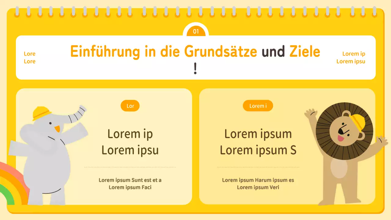 Gelbe und orangefarbene Präsentation zur Orientierung in der Vorschule