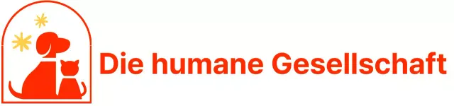 Tierschutzverein mit einem niedlich illustrierten Logo mit einem Hund und einer Katze in Rot.