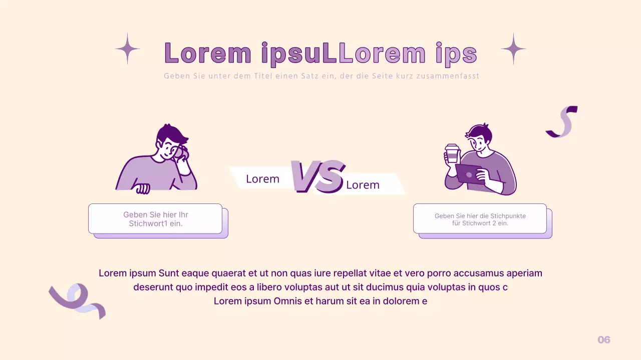 Eine einfache PM-Präsentation in Gelb und Lila