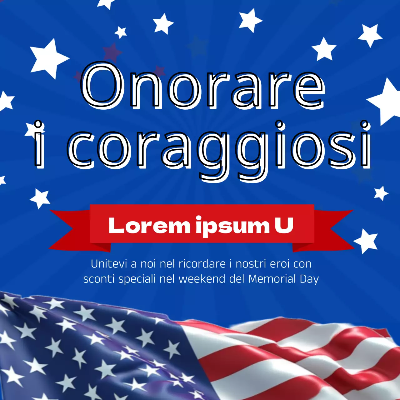 Pubblicità di vendita per il Giorno della Memoria con fascino blu e rosso