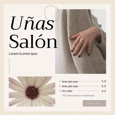 Promociona tu salón de manicura beige y sencillo en las redes sociales
