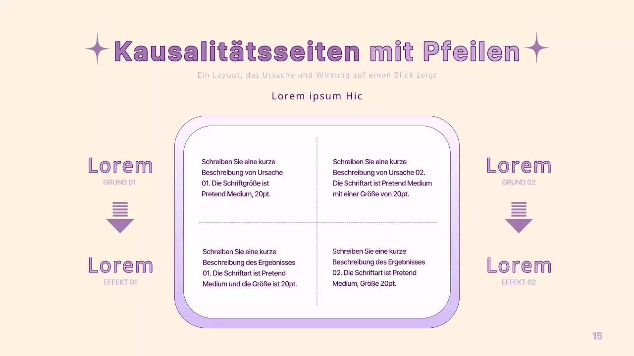 Eine einfache PM-Präsentation in Gelb und Lila