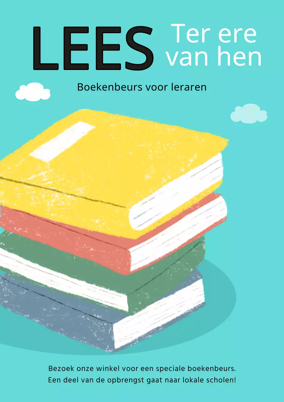 Blauw en Geel Charmant Lerarendag Voorleesadvertentie