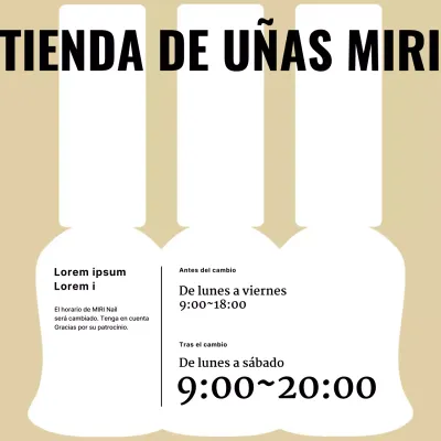 Simple anuncio de horarios de apertura de Beige