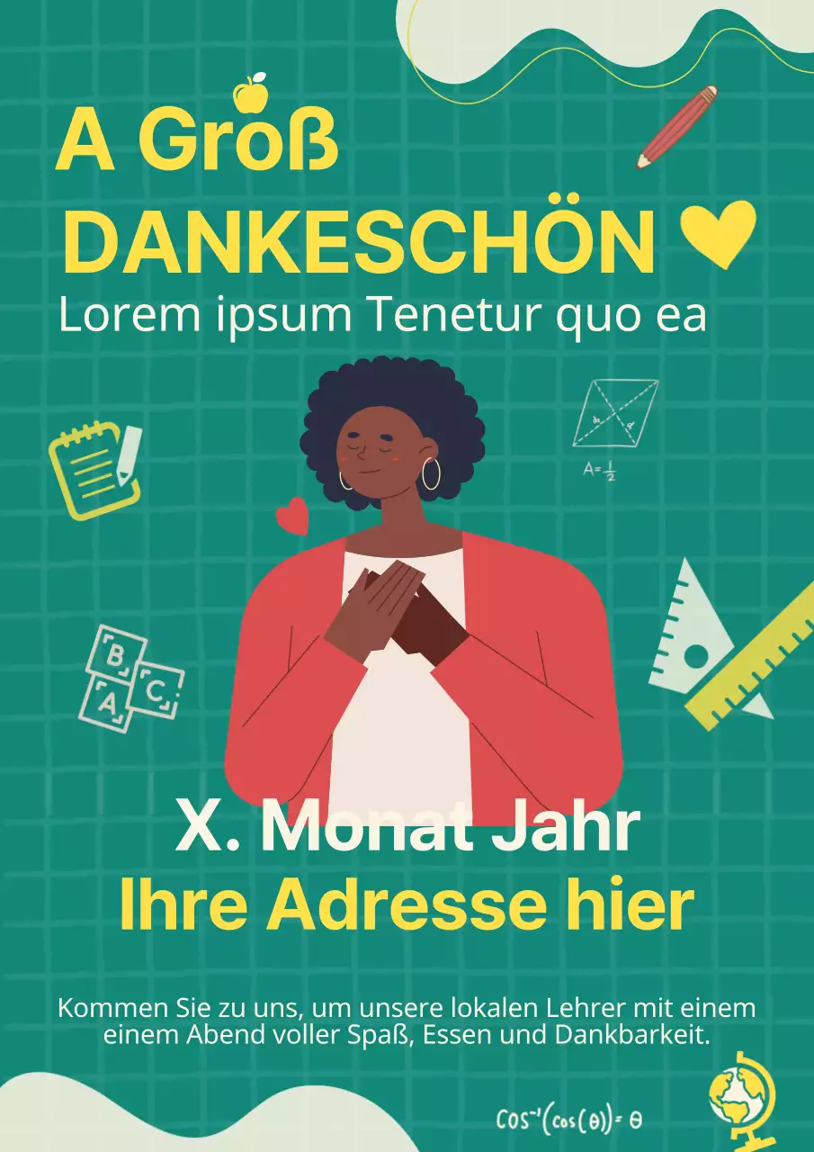 Grüne und gelbe Trendy Teachers' Day Werbung für Veranstaltungen
