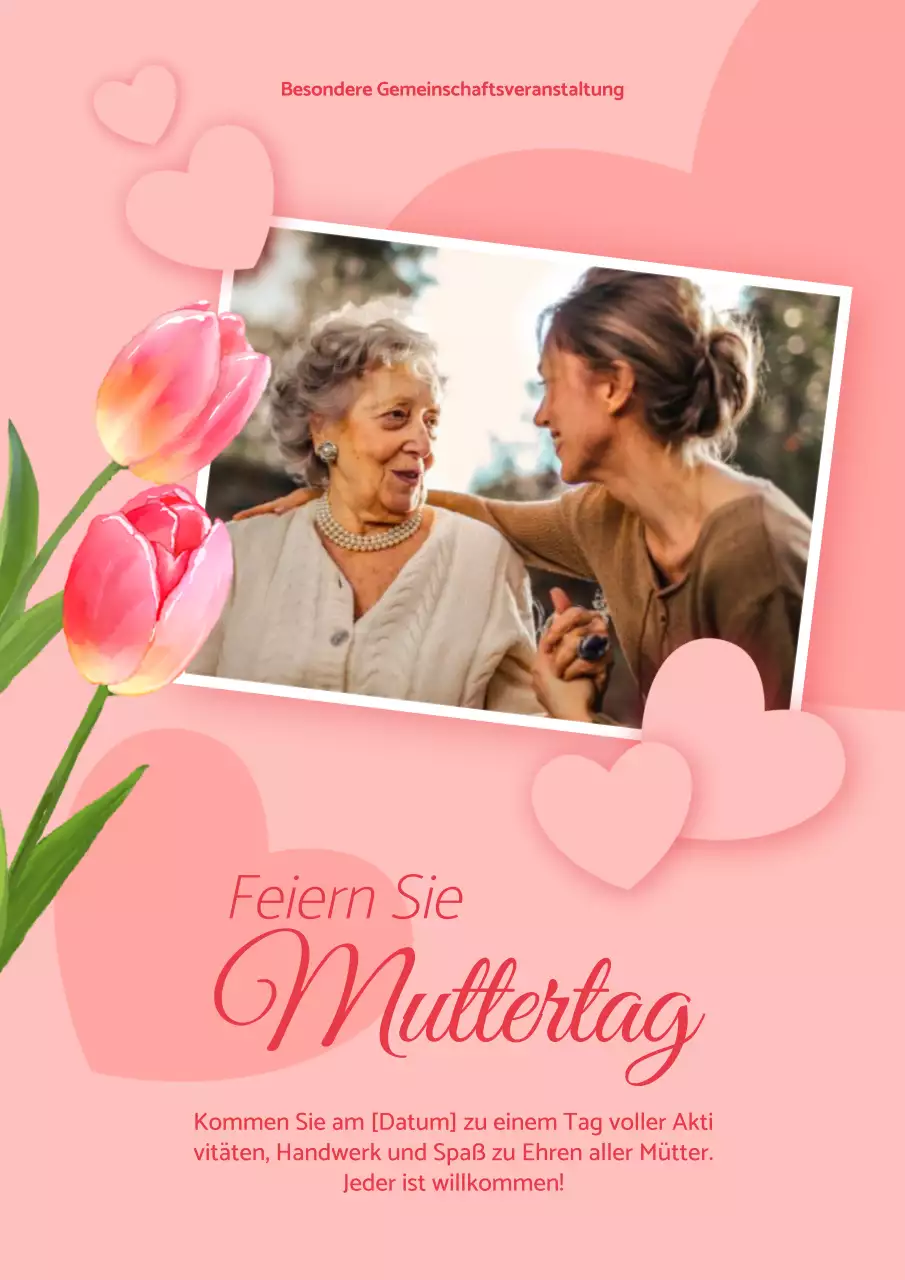 Bewerben Sie eine einfache Muttertagsveranstaltung in Rosa