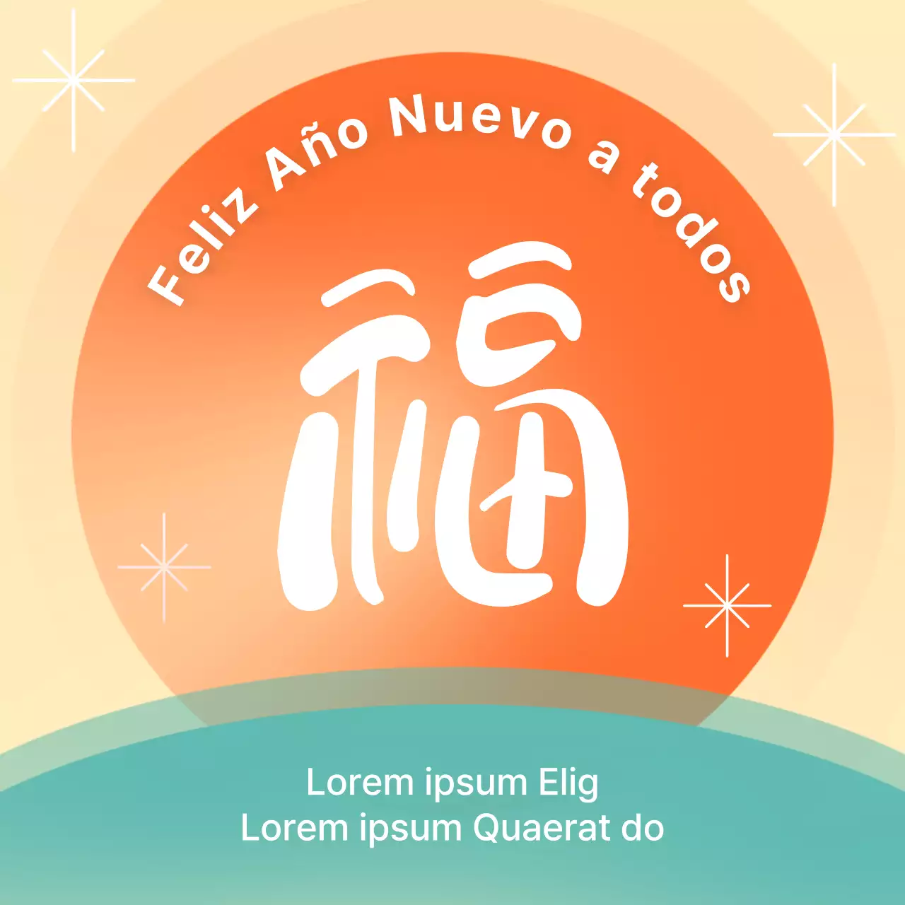 Promueva una plantilla de vacaciones oriental en naranja y menta