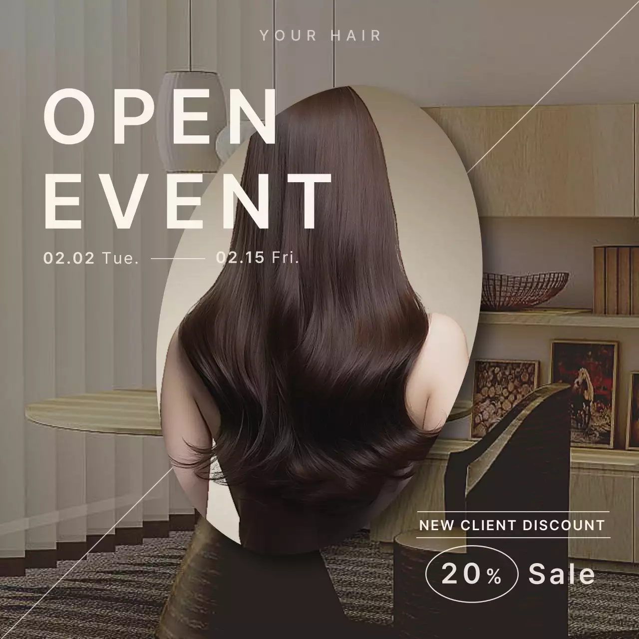 Brown Elegant Hair Promotion Social Media Post