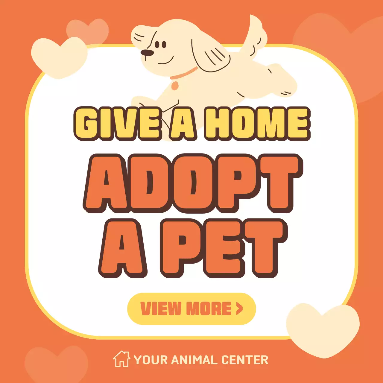 오렌지 심플 펫 프로모션 소셜 미디어 포스트