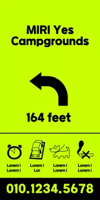 Black text on a fluorescent background for campground locations