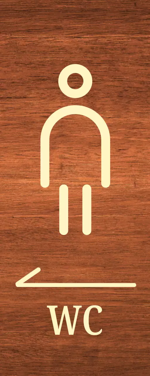 Icona dell'uomo beige per le posizioni della toilette