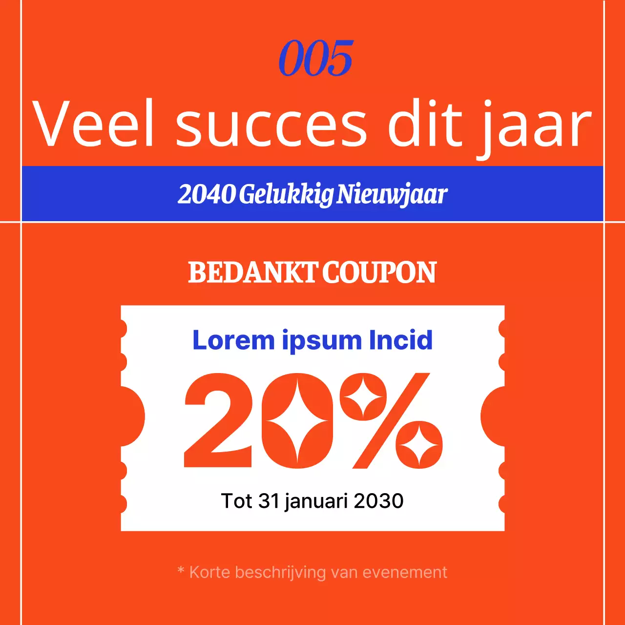 Promoot een oosterse vakantiesjabloon in rood en blauw