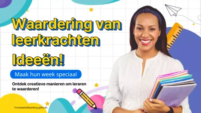 Geel en blauw geometrische publiciteit voor lerarendag