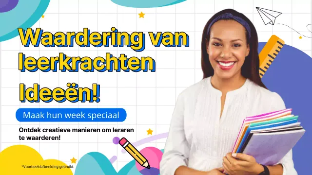 Geel en blauw geometrische publiciteit voor lerarendag