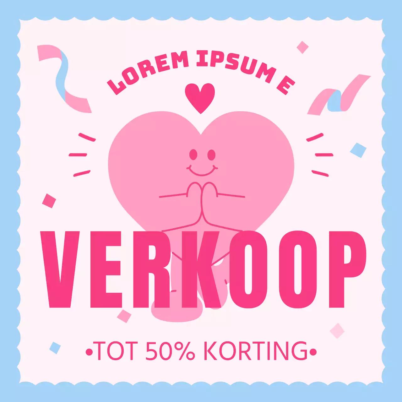 Een mooie Valentijnsadvertentie in roze en lichtblauw