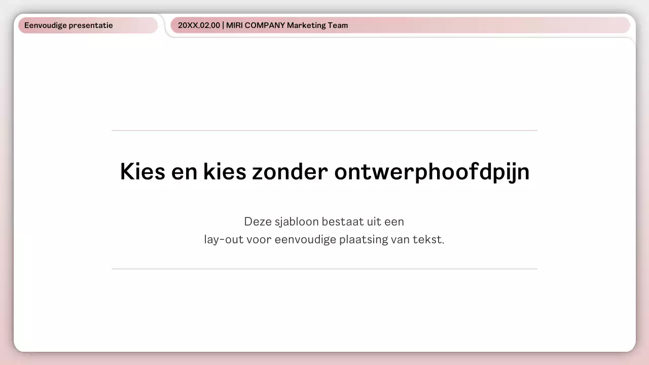 Een eenvoudige roze en witte zakelijke lay-out