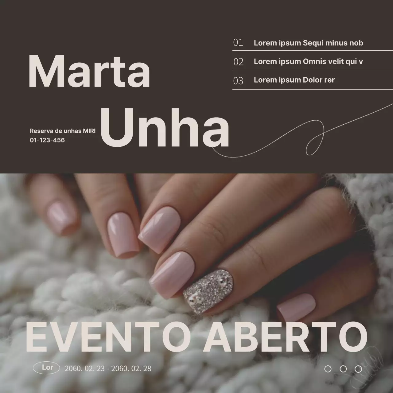 Sobre o evento de abertura de um simples salão de unhas em castanho e marfim