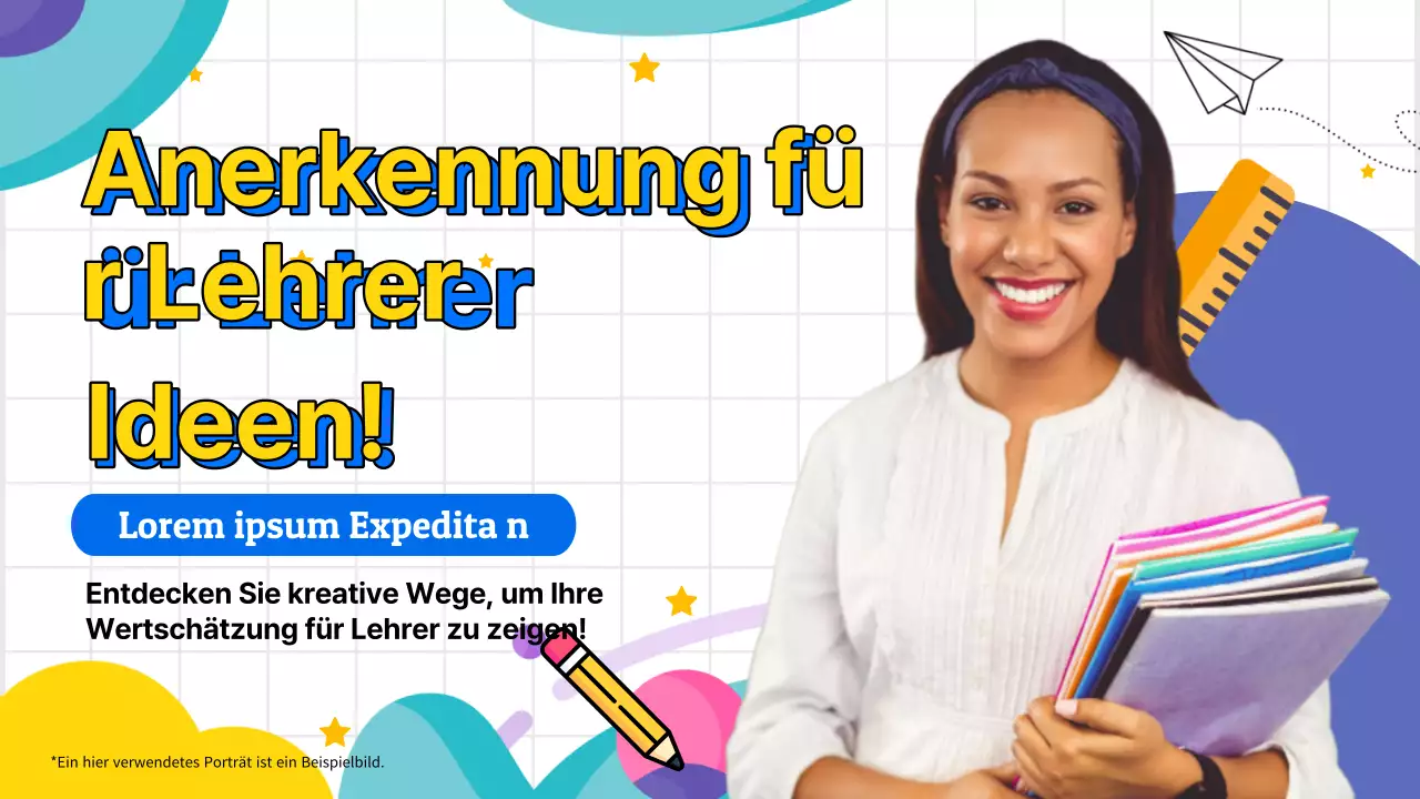 Gelbe und blaue geometrische Werbung für den Tag der Anerkennung der Lehrer