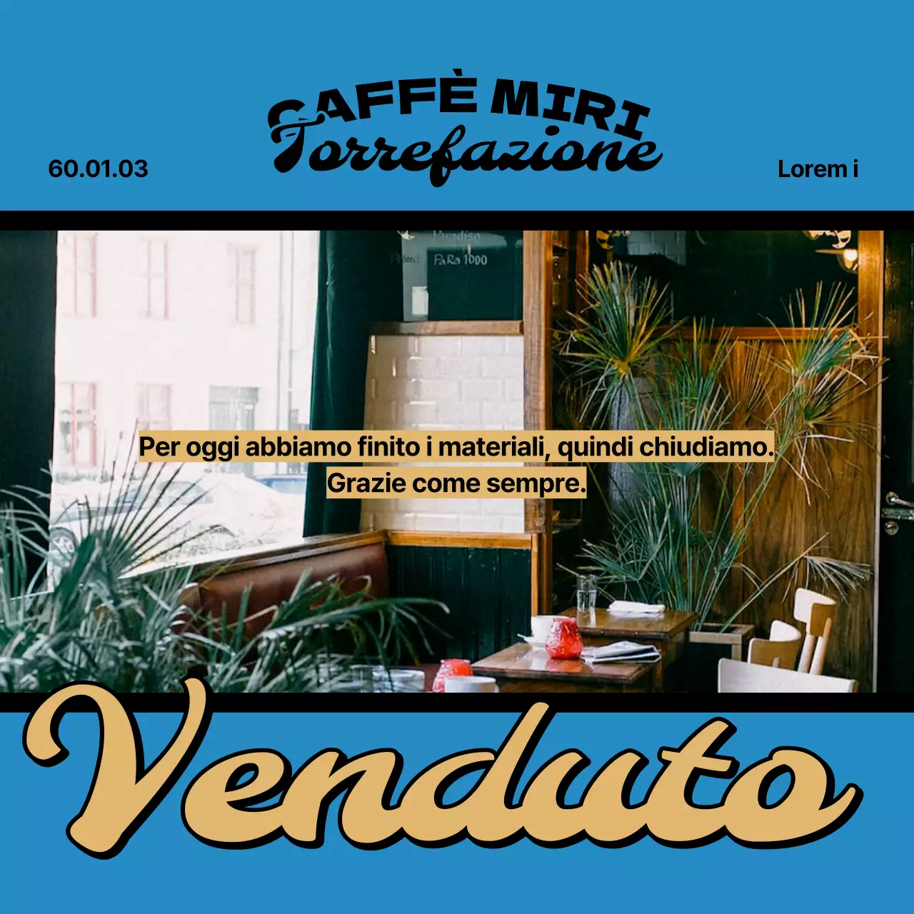 Promuovere un caffè di ispirazione vintage in giallo e rosso