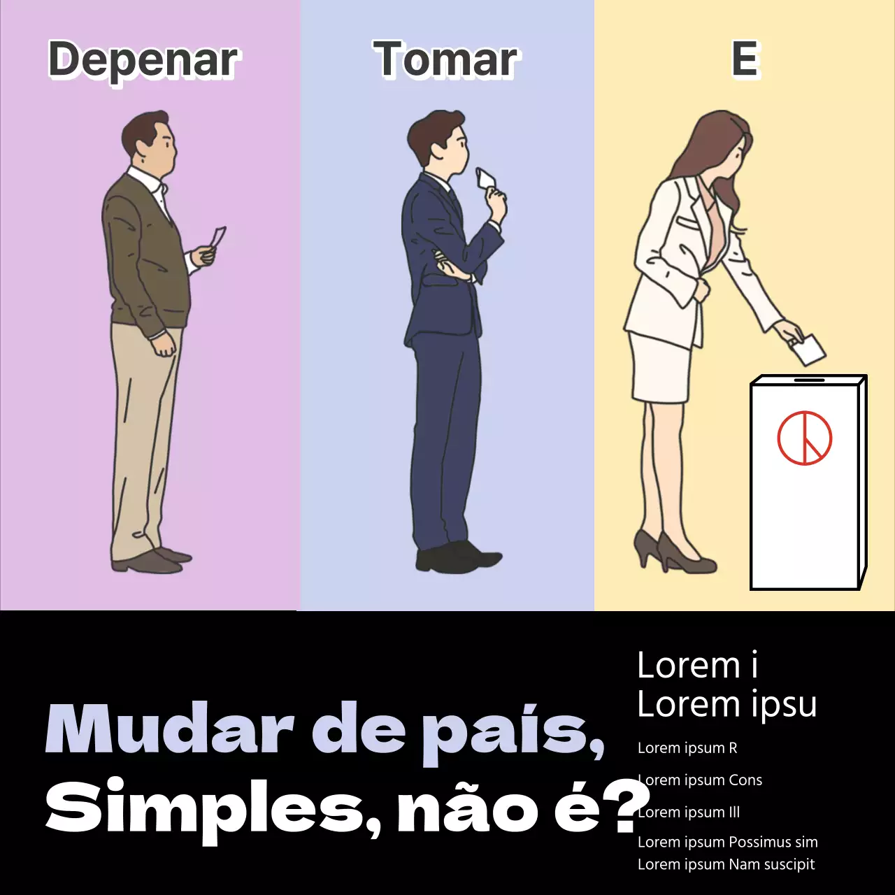 Anúncio simples de incentivo ao voto em preto e lilás