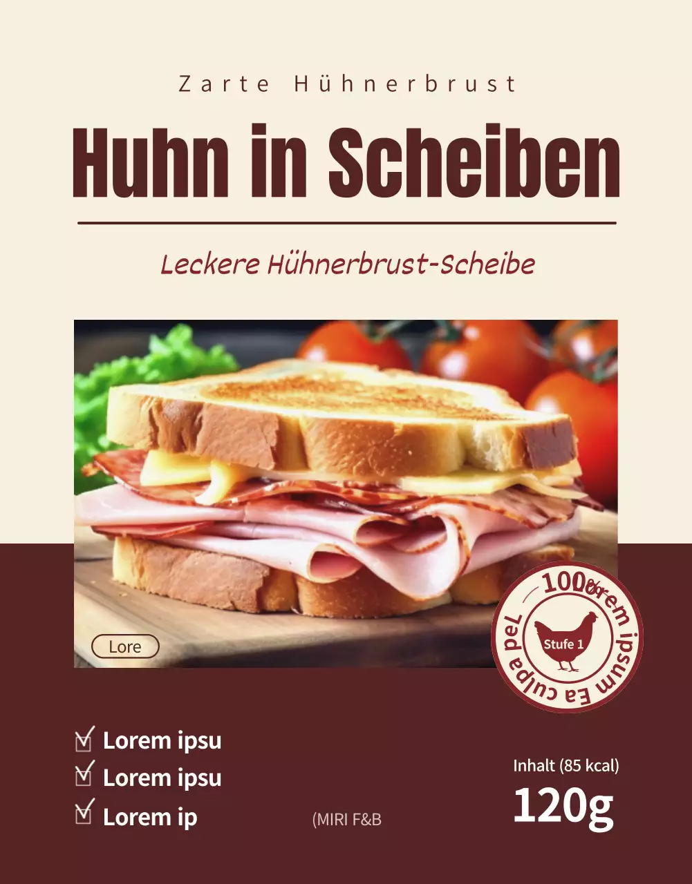 Förderung einer einfachen Ernährung Hühnerbrust in braun und beige