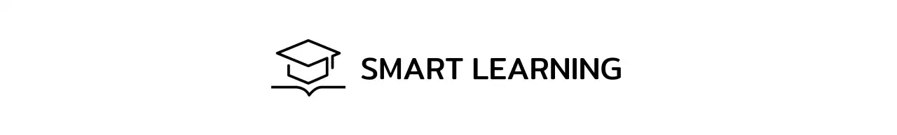 Smart Learning with a bachelor's cap and book illustration logo