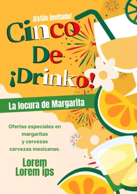 Amarillo y verde de moda Cinco de Mayo Bebidas Evento Publicidad