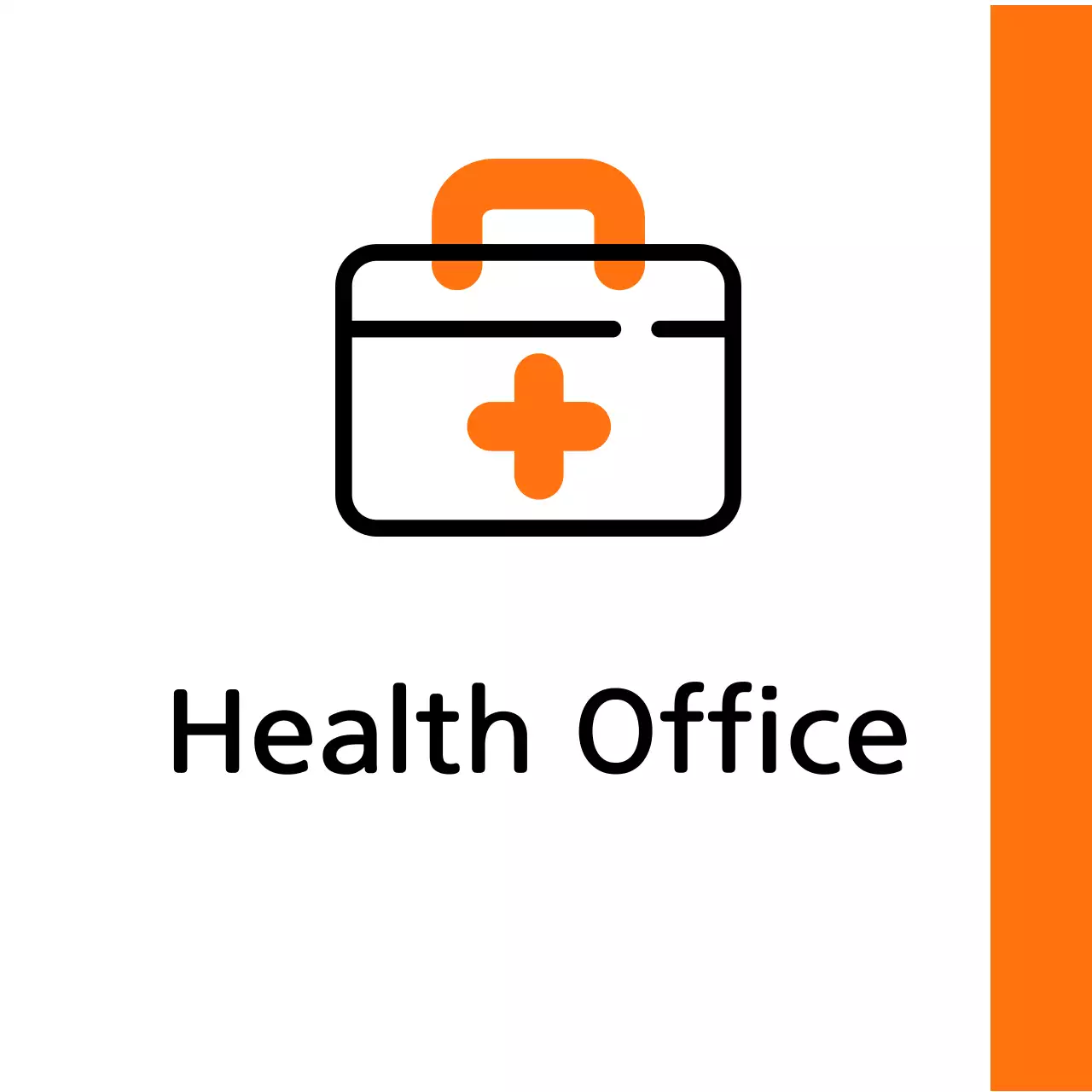 Hộp sơ cứu màu cam và thông tin phòng y tế