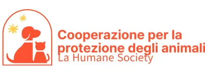 La Humane Society con un simpatico logo illustrato di un cane e un gatto in rosso