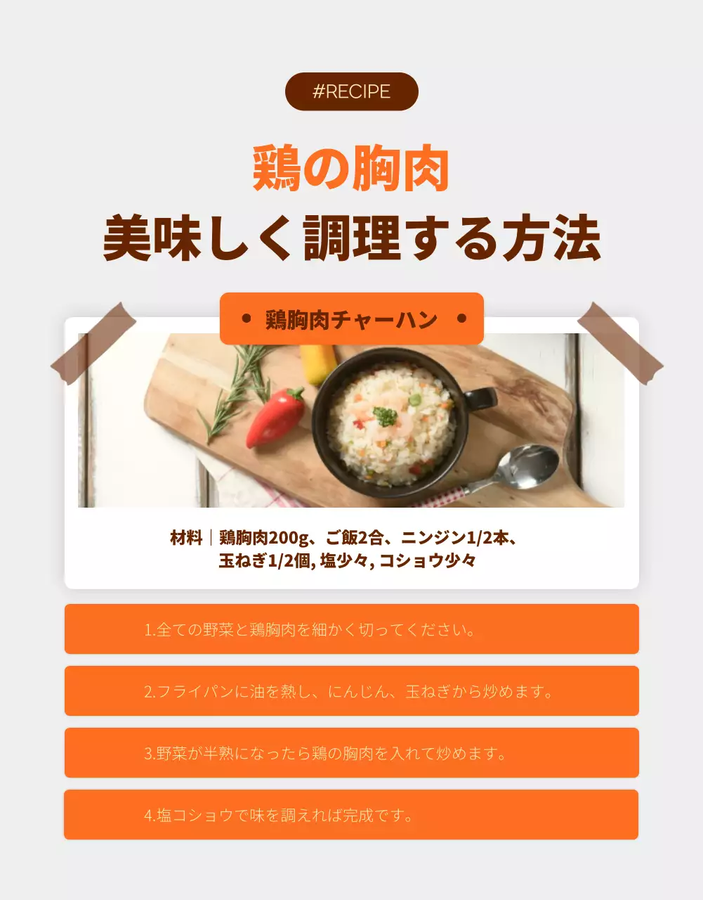 オレンジ モダン 食品 ポスター 詳細ページ