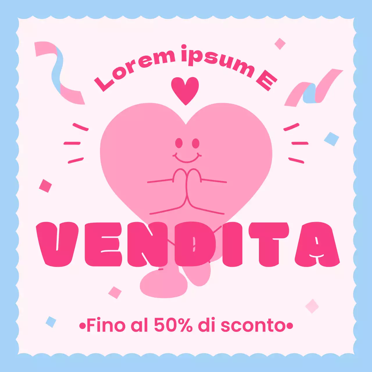Un grazioso annuncio di San Valentino in rosa e azzurro