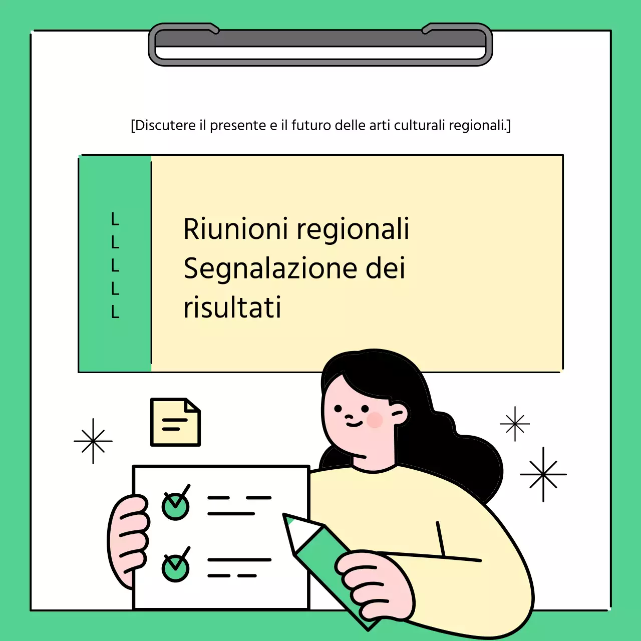 Un semplice rapporto sui risultati della riunione regionale in verde e giallo