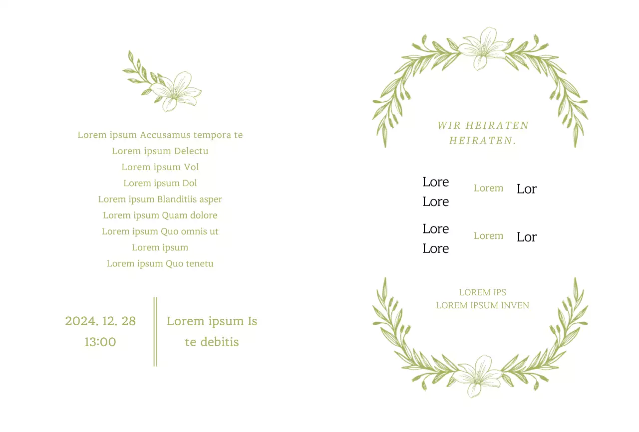 Elegante Einladung mit grüner Pflanzenillustration und Rahmen