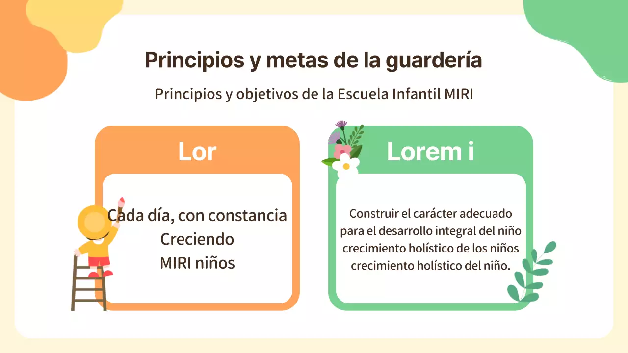 Presentación de orientación para la guardería amarilla