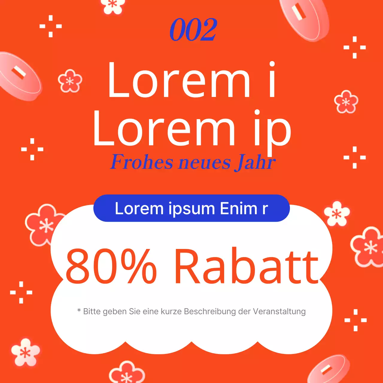 Fördern Sie eine orientalische Urlaubsvorlage in Rot und Blau