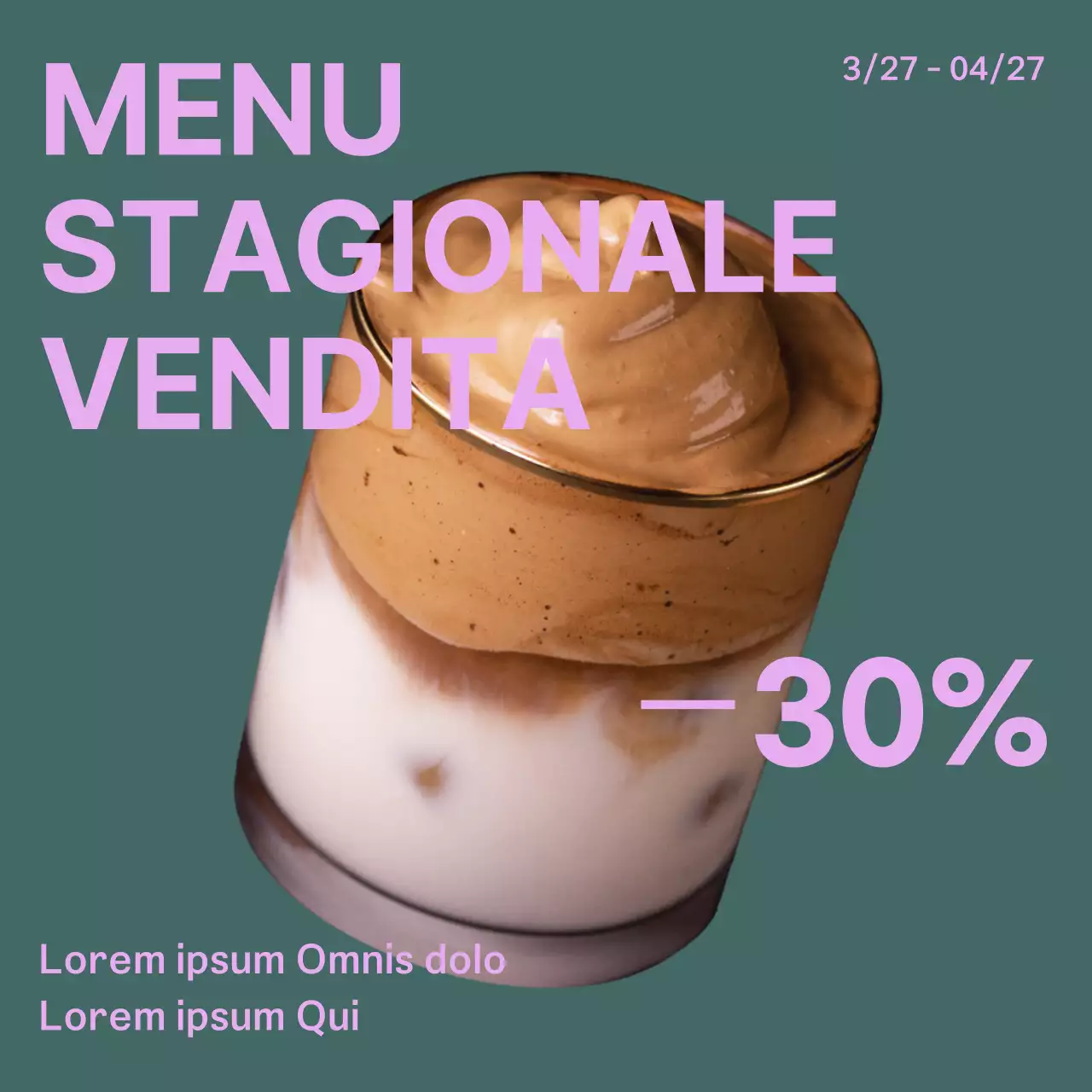 Semplice avviso di caffè in giallo e marrone