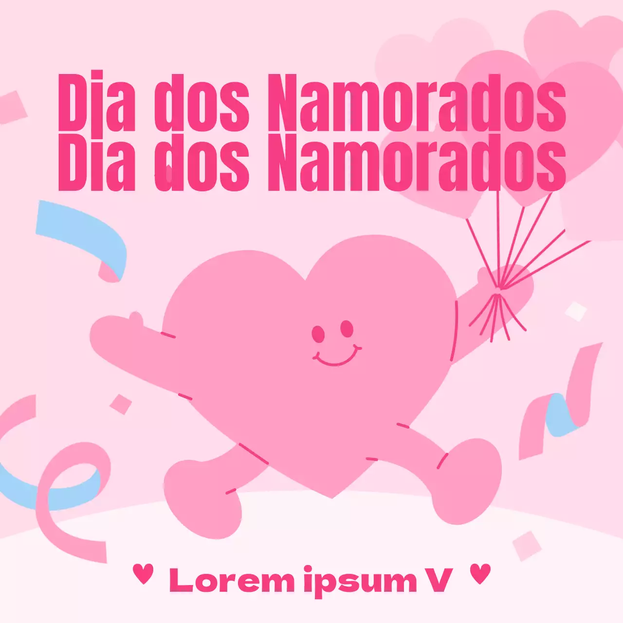 Um bonito anúncio para o Dia dos Namorados em rosa e azul claro