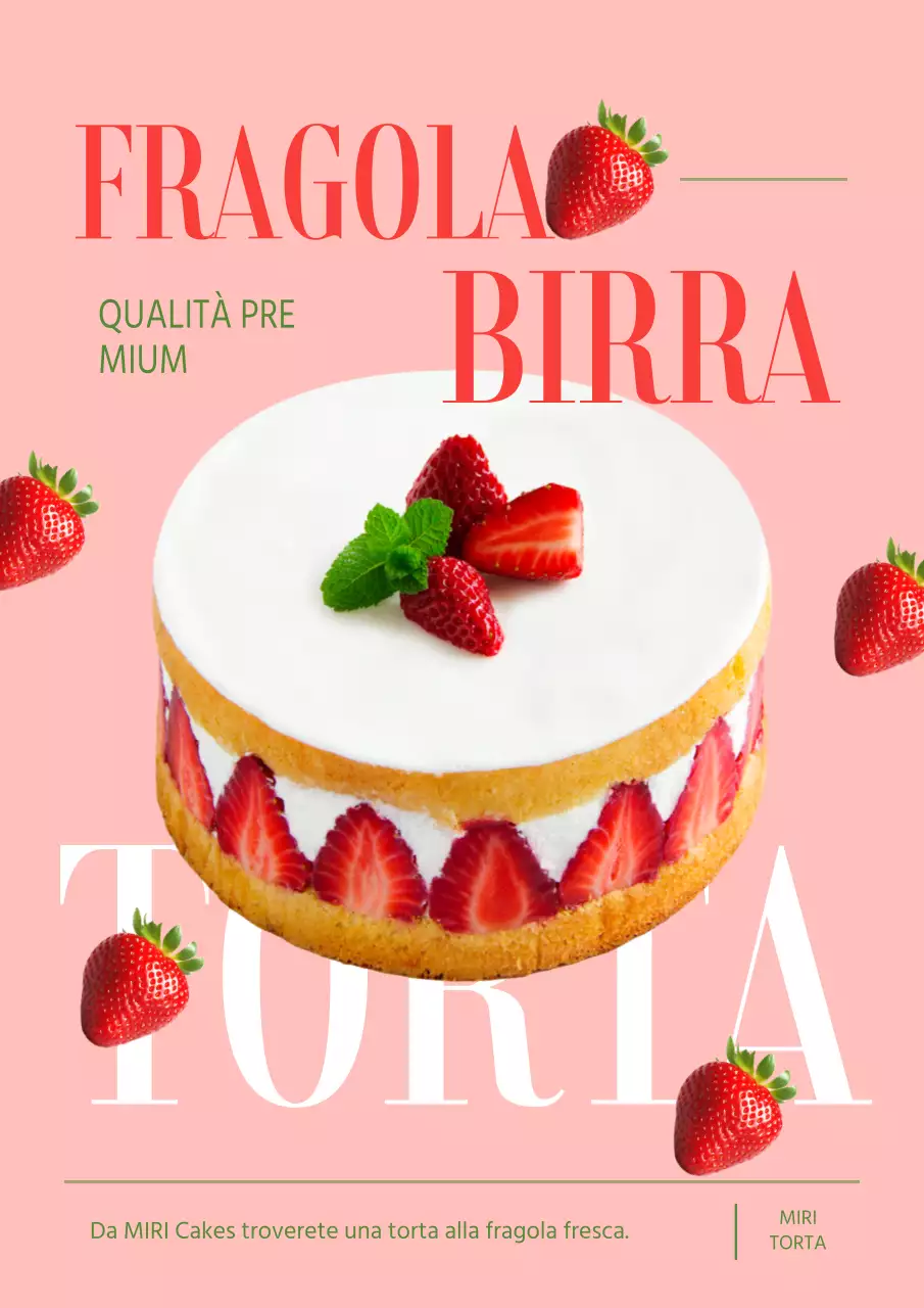 Promuovere una semplice torta di fragole in rosa e rosso