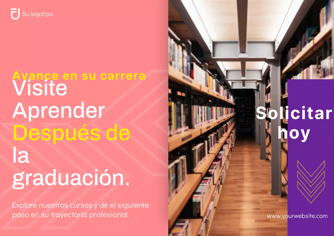 Anuncio geométrico rosa y morado de educación profesional