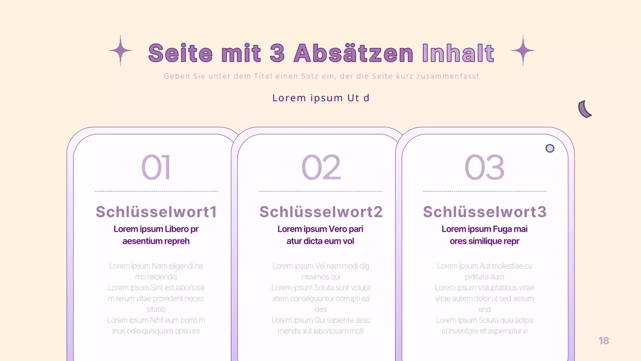 Eine einfache PM-Präsentation in Gelb und Lila