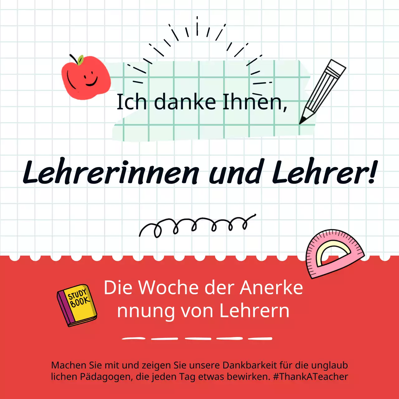 Weiß und Rot Charming Teachers' Appreciation Week Werbung
