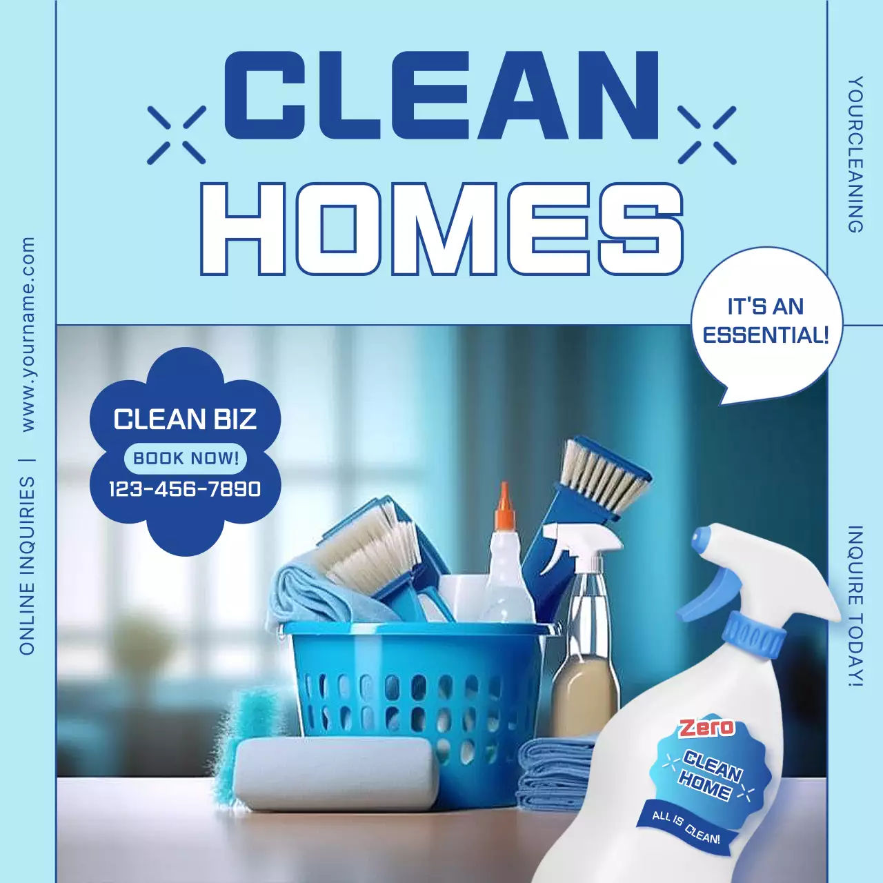 Blue Modern Cleaning Promotion Social Media Post
