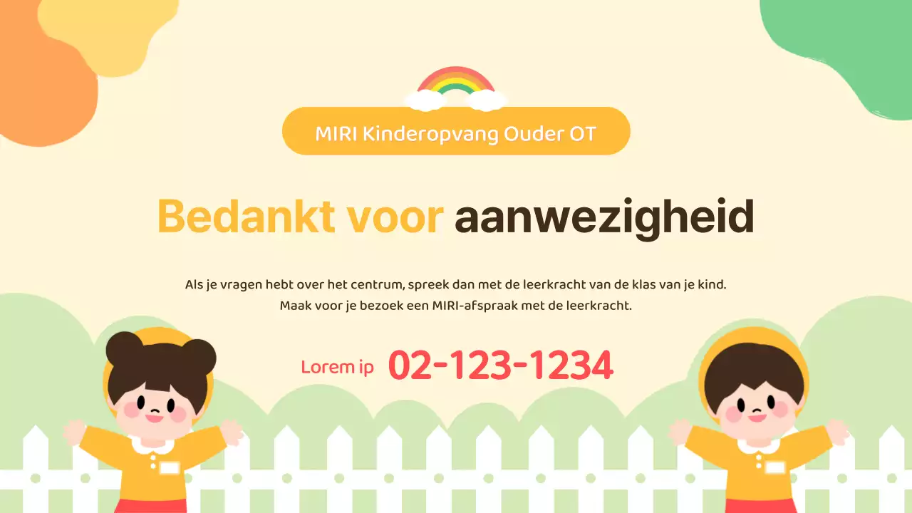 Oriëntatiepresentatie voor het gele kinderdagverblijf