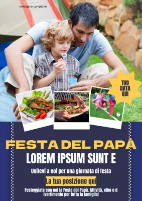 Pubblicità di tendenza per la festa del papà in giallo e blu navy