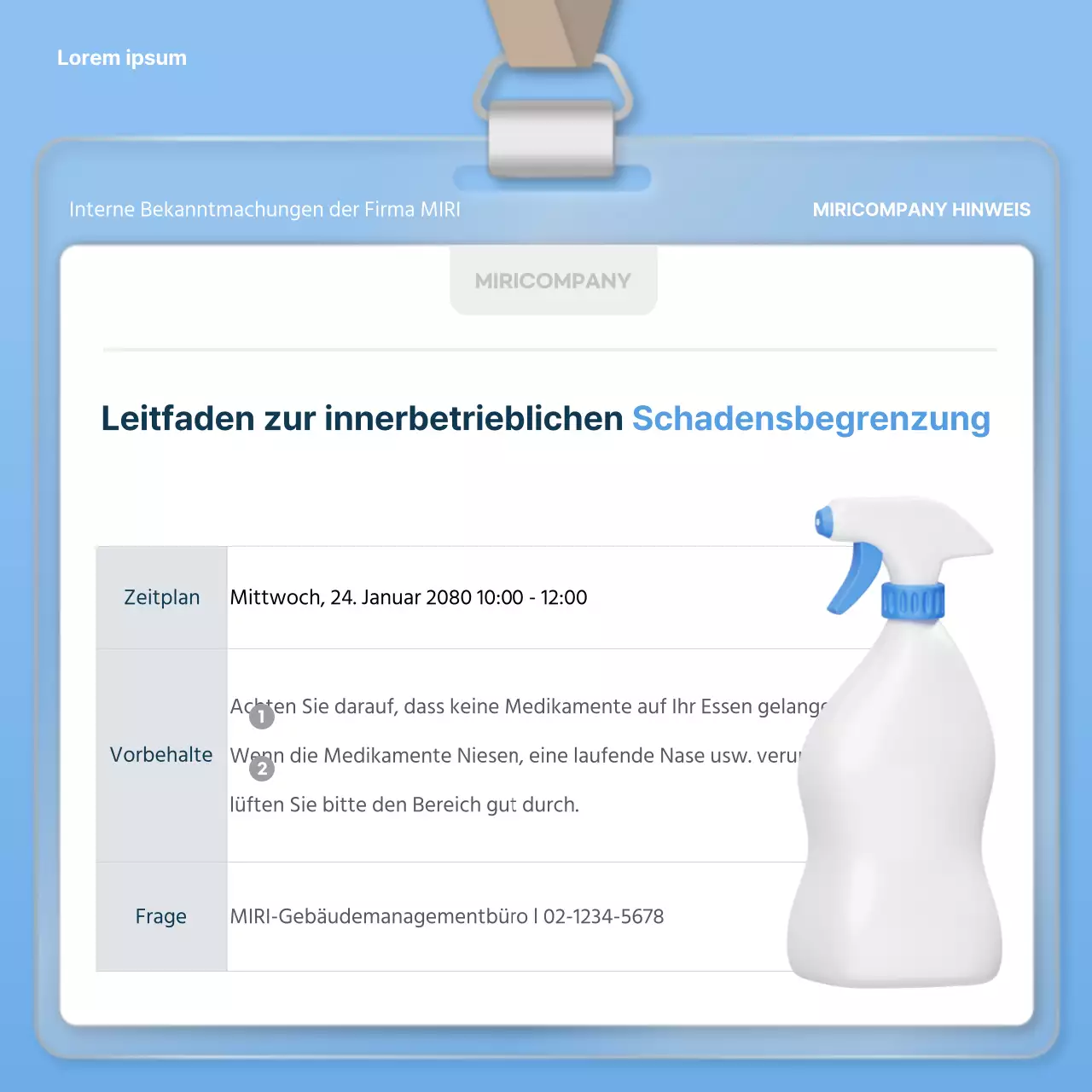 Moderner Planer für eine einjährige Firmenanzeige in Weiß und Hellblau